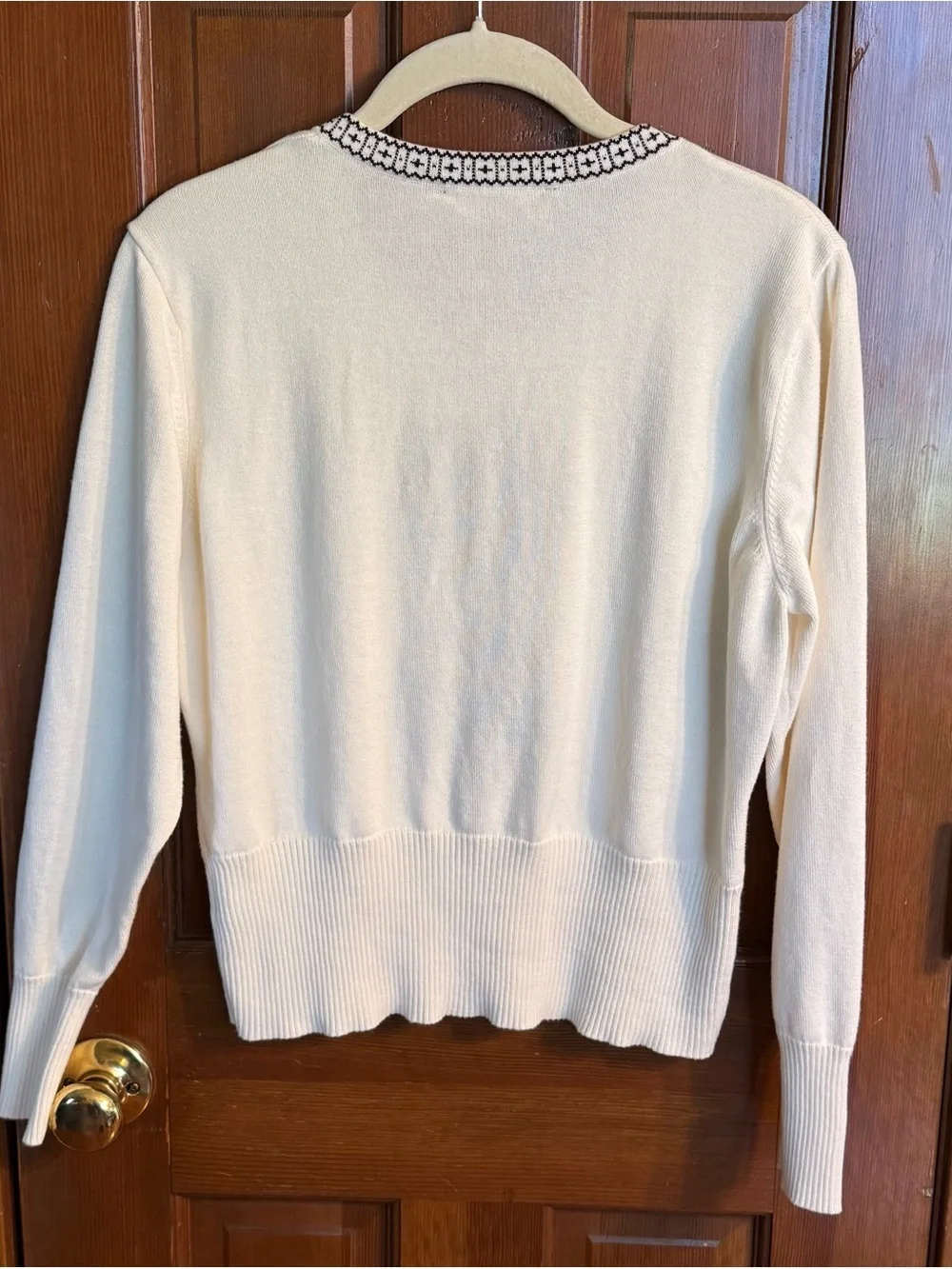 Norton McNaughton Cream Cardigan with Black Embroidery